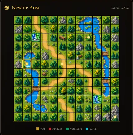 The Newbie Area realm map in Ultimate Dominion